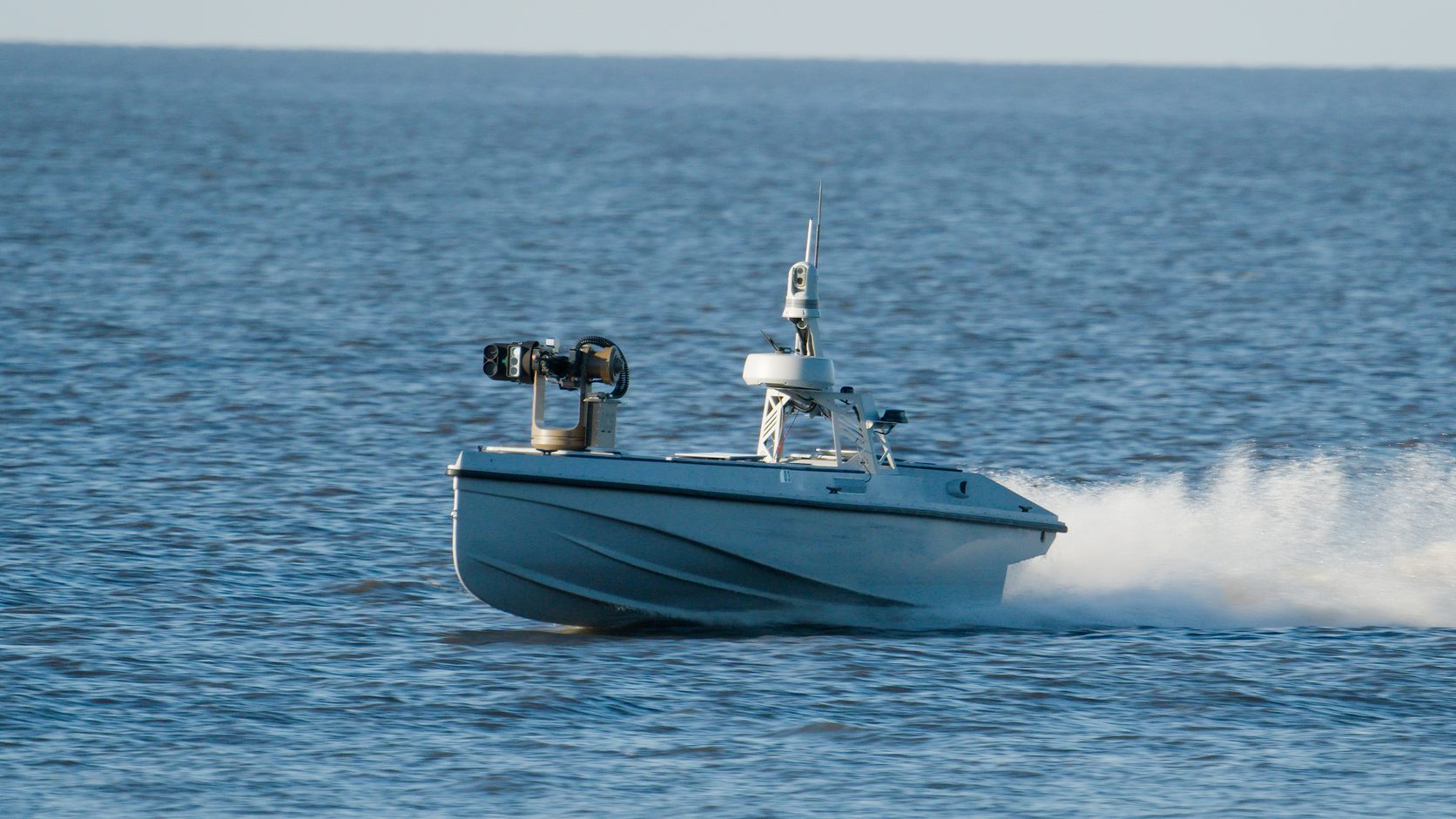 Blue Ops Variant 7 at speed with its sensor mast and payload